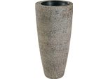 Vivanno Vaso Da Fiori In Fibra Di Vetro City Rotondo, Effetto Pietra - 37X80 Cm