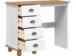 Vidaxl Scrivania Askim Bianco 95 X 40 X 75 Cm In Legno Di Pino Massiccio
