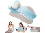 Cuscino Da Lettura Multifunzionale Per Letto E Divano, Cuscino Ergonomico In Schiuma Di Memoria Per Schiena Collo Gambe, Cuscino Per Gambe Con Rivestimento Lavabile Per Sedersi, Dormire, Leggere, Blu/Grigio