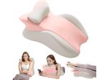 Cuscino Da Lettura Multifunzionale Per Letto E Divano, Cuscino Dorsale Ergonomico In Memory Foam Per Gambe E Collo, Cuscino Per Gambe Con Rivestimento Lavabile Per Sedersi, Dormire, Leggere, Rosa/Grigio