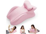 Cuscino Da Lettura Multifunzionale Per Letto E Divano, Cuscino Ergonomico In Memory Foam Per Schiena Collo Gambe, Cuscino Per Gambe Con Rivestimento Lavabile Per Sedersi, Dormire, Leggere, Rosa