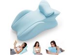 Cuscino Da Lettura Multifunzionale Per Letto E Divano, Cuscino Ergonomico In Memory Foam Per Schiena Collo Gambe, Cuscino Per Gambe Con Rivestimento Lavabile Per Sedersi, Dormire, Leggere, Blu