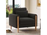 Poltrona Classica Merax Con Cuscino Spesso, Poltrona Imbottita, Poltrona Reclinabile, Poltrona Tv, Per Soggiorno, Ufficio, Camera Da Letto, Teddy Velvet, Grigio