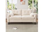 Divano Merax A 2 Posti, Divano, Divano Imbottito Con Cuscini, Tasche Laterali, Divano Lounge A Poltrona Per Soggiorno, Camera Da Letto, Piccolo Appartamento, Ciniglia, Beige