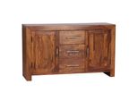 Kadima Design Elegantes Sideboard Sheesham, 3 Schubladen, 2 TüRen, Landhaus-Stil