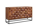 Kadima Design Sheesham Holz Sideboard, 145X81X45 Cm, Industrial Design, Metallgestell