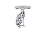 Kadima Design Windhund Skulptur Deko Beistelltisch, Aluminium/Glas - Handgefertigt, Einzigartig