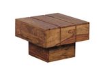 Kadima Design Beistelltisch Saar: Massivholz, 44X44X30 Cm, Handgefertigtes Unikat, Sheesham/Akazie