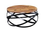 Kadima Design Industrial Couchtisch Mit Massiver Holzplatte Und Metallgestell, Modernes Wohnzimmer, Komplett Montiert.