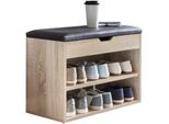 Kadima Design Schuhbank Cigno Mit Stauraum: Gepolsterter Kunstlederbezug, Weiß/Sonoma Eiche, Melaminharzbeschichtung