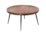 Kadima Design Industrial-Stil Couchtisch, Runde Holzplatte, Metallbeine, Handgefertigt, Pflegeleicht.