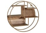 Kadima Design Wandregal, Industrial-Stil, Rattan/Metall/Massivholz, 5 AblagefläChen, Handgefertigt