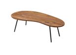 Kadima Design Retro-Couchtisch Calabria: Massivholz, Metallbeine, Pflegeleichte Tischplatte, Nierenform