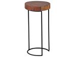 Kadima Design Beistelltisch Indi Massivholz: Baumstamm-Tischplatte, Metallgestell, Landhausstil, Handgefertigt