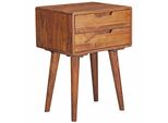 Kadima Design Massivholz NachtkäStchen Im Landhaus-Stil, Sheesham, 47X66X36 Cm, 2 Schubladen