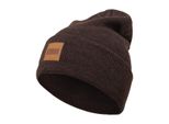Urban Classics Leatherpatch Long Beanie MüTze Oldschool Retro, Farbe: Marrone Erica