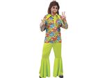 Costume Da Carnevale Hippie Colorato Flower Power Anni Sessanta Design Psichedelico Look Vintage Abbigliamento Funky Flower Power Autentico Stile Retrò, Taglia: 52 - 54 (L) Colore: Verde
