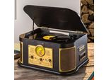 Technaxx TX-103 Giradischi Multifunzione Semiautomatico Nero E Oro Con Bluetooth
