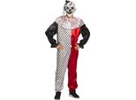 Costume Da Clown Psicopatico Per Uomo Costume Di Halloween Rosso-Bianco-Nero - M / L (50/52)