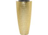 Vivanno Vaso Da Fiori In Fibra Di Vetro City Rotondo, Effetto Foglia D'oro Lucido - 47X100 Cm