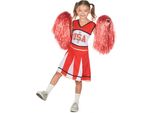 Costume Da Cheerleader Usa Per Bambina Rosso-Bianco-Nero - 110/116 (5-6 Anni)