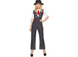 Costume Da Donna Gangster Nero-Bianco-Rosso - L