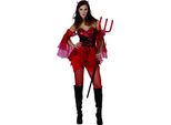 Sexy Costume Da Diavolo Femminile Per Halloween Rosso-Nero - S