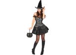 Costume Sexy Da Strega Di Halloween Nero-Argento - M/L