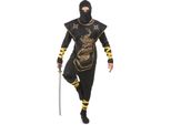Costume Da Uomo Ninja Nero E Oro - Taglia Unica (42)