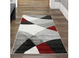Tappeto Da Salotto Moderno Con Motivo Astratto Grigio Rosso Dimensioni - 80X140 Cm