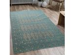 Tappeto Da Salotto Con Ornamenti In Petrolio - Oro Dimensioni - 135 X 200 Cm