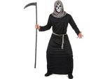 Costume Di Halloween Da Scheletro Mietitore Nero-Grigio - M/L