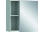 Mobiletto Con Specchio Copa Per Bagno, 1 Anta, 2 Vani, Grigio Chiaro, Specchio.