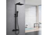 Sistema Doccia Con Doccia A Pioggia Termostatica Set Doccia, Colonna Doccia In Acciaio Inox 304 Con Soffione E Doccetta, Doccia A Pioggia Angolare 20X20Cm Regolabile In Altezza
