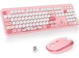 Combinazione Di Tastiera E Mouse Senza Fili, Tastiera Retro Della Macchina Da Scrivere, Tastiera Rotonda A 2,4 Ghz Con Tastierino Numerico, 104 Tasti Ergonomici
