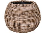 Vivanno Cestino Decorativo In Rattan Palla Rotondo, Tessuto Naturale - 55X44 Cm