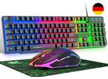 Tastiera Da Gioco Con Mouse Layout Tedesco Qwertz Tastiera Cablata Led Rgb Retroilluminazione 2400 Dpi Mouse A 6 Pulsanti Pc PS5 PS4 Xbox