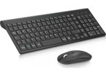 Set Mouse Tastiera Senza Fili, Tastiera Wireless Ricaricabile 2.4G Tastiera Wireless Ergonomica Qwertz Layout (Tedesco), Ultra Sottile Per Computer / Desktop