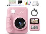 48MP 3.0 Pollici Schermo Fotocamera Bambini Fotocamera Istantanea Con Scheda 32G, Carta Di Stampa, 1080P Fotocamera Bambini Stampa Istantanea, Regalo Per Bambini 3-12 Anni