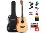 Acustica 3/4 Per I Principianti Chitarra Acustica Set Chitarre Adulto 36 Pollici Dreadnought Con 6 Borsa Capo Picks Cinghia (Naturale)
