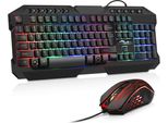 Set Mouse E Tastiera Da Gioco, Layout Qwertz De Retroilluminato A Led, Colori Arcobaleno Illuminati Tastiera E Mouse Usb Impermeabile Con 3600 Dp