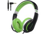 Cuffie Per Bambini Con Cavo Per Ragazza E Ragazzo, Microfono Hd, Pieghevole, Jack Per Cuffie Da 3,5 Mm Per Cellulare, Tablet, Pc, Nero Verde