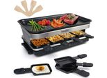 Griglia Per Raclette Per 6 8 10 Persone Con 8 Teglie Per Raclette 4 4 Spatole Di Legno Rivestimento Antiaderente Manici Isolati Termicamente 1500W Nero