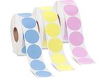 1500 Pezzi 3 Rotoli Di Adesivi Termici Rotondi, Stampanti Autoadesive Stampabili, Etichette Di Indirizzo Per Piccole Imprese, Cartelli Fai Da Te (Giallo, Rosa, Blu)