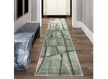 Tappeto Da Salotto Moderno Elegante, Di Facile Manutenzione E Resistente Con Motivo Geometrico In Verde Dimensioni - 80 X 300 Cm