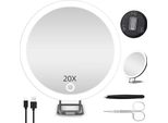 Specchio Compatto A Led, Specchio Luminoso Con Ingrandimento 20X, Ingrandimento Da Viaggio 15 Cm, Regalo Portatile Illuminato Ricaricabile