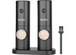 Macinae Pepe Elettrico Set Di 2, Macina Spezie A Batteria Macinae Pepe Con Base, Luce Led, Granulosità Regolabile,
