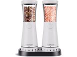 Macinae Pepe Elettrico Set 2 In Acciaio Inox (Ricaricabile, Illuminazione A Led, Anello In Ceramica Regolabile, Spazzola Per La Pulizia) Macina Spezie