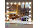 Habison Hollywood Specchio Con Bluetooth 15 Luci Led, 58 X 46 Cm, Uscita Usb E Ingrandimento 5X, Specchio Cosmetico Bluetooth, 3