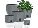 Vaso Da Fiori In Plastica, 5 Pezzi 15,3 Cm/10,5 Cm/8,2 Cm Vaso Per Erbe Aromatiche Con Riserva D'acqua, Piante Moderne, Fiori, Erbe - Grigio